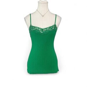 Coco Bong Y2K Polka Dot Green + White Lace Cami Fitted Full Length size Medium
